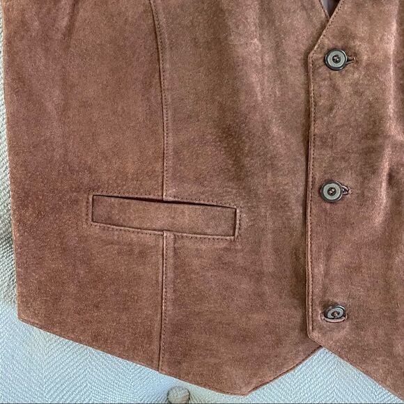 Saugatuck Dry Goods Company Sueded Leather Button Vest L - Picture 2 of 5
